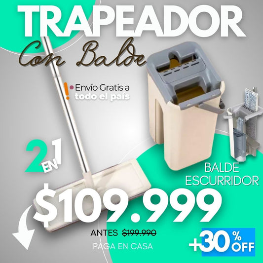 TRAPEADOR GIRATORIO CON BALDE ESCURRIDOR, LAVA Y SECA