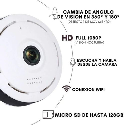 CAMARA DE SEGURIDAD WIFI PANORMARICA 360°