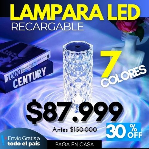 LAMPARA LED DE CRISTAL TACTIL, REGARGABLE