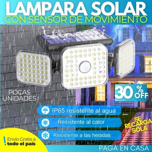 LAMPARA INALÁMBRICA CON SENSOR DE MOVIMIENTO Y PANEL SOLAR