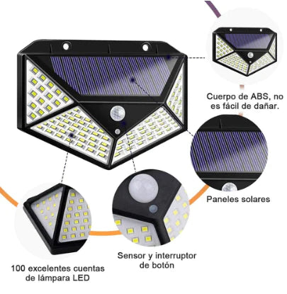 LAMPARA LED INTELIGENTES PARA EXTERIORES CON PANEL SOLAR Y SENSOR