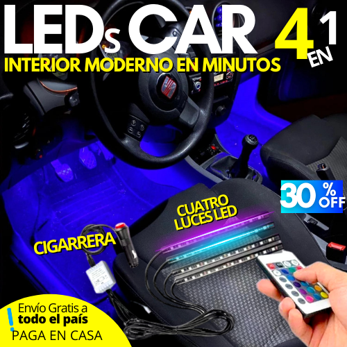 4 LUCES LED PARA INTERIOR DEL CARRO, LED PARA AUTOMOVIL