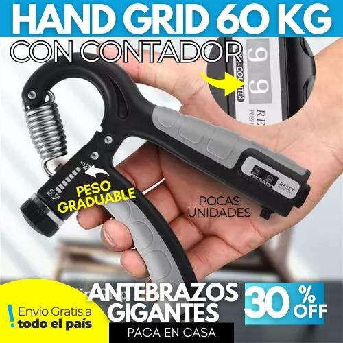 HAND GRIP 60KG CON CONTADOR Y PESO GRADUABLE