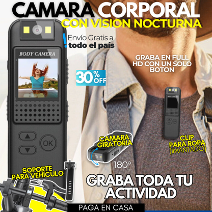 CAMARA CORPORAL CS08 CON SOPORTE DE MOTO