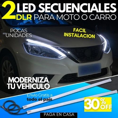 2 LUCES LED SECUENCIAS PARA CARRO O MOTO 60 CM