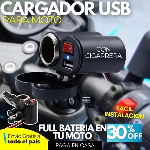 CARGADOR PARA MOTO USB CON CIGARRERA Motcel