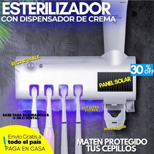 ESTERILIZADOR DE CEPILLOS CON DISPENSADOR DE CREMA