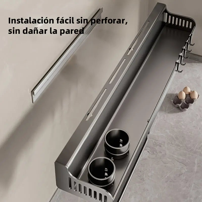 ESTANTE ORGANIZADOR DE UTENSILIOS DE COCINA EN ACERO INOXIDABLE